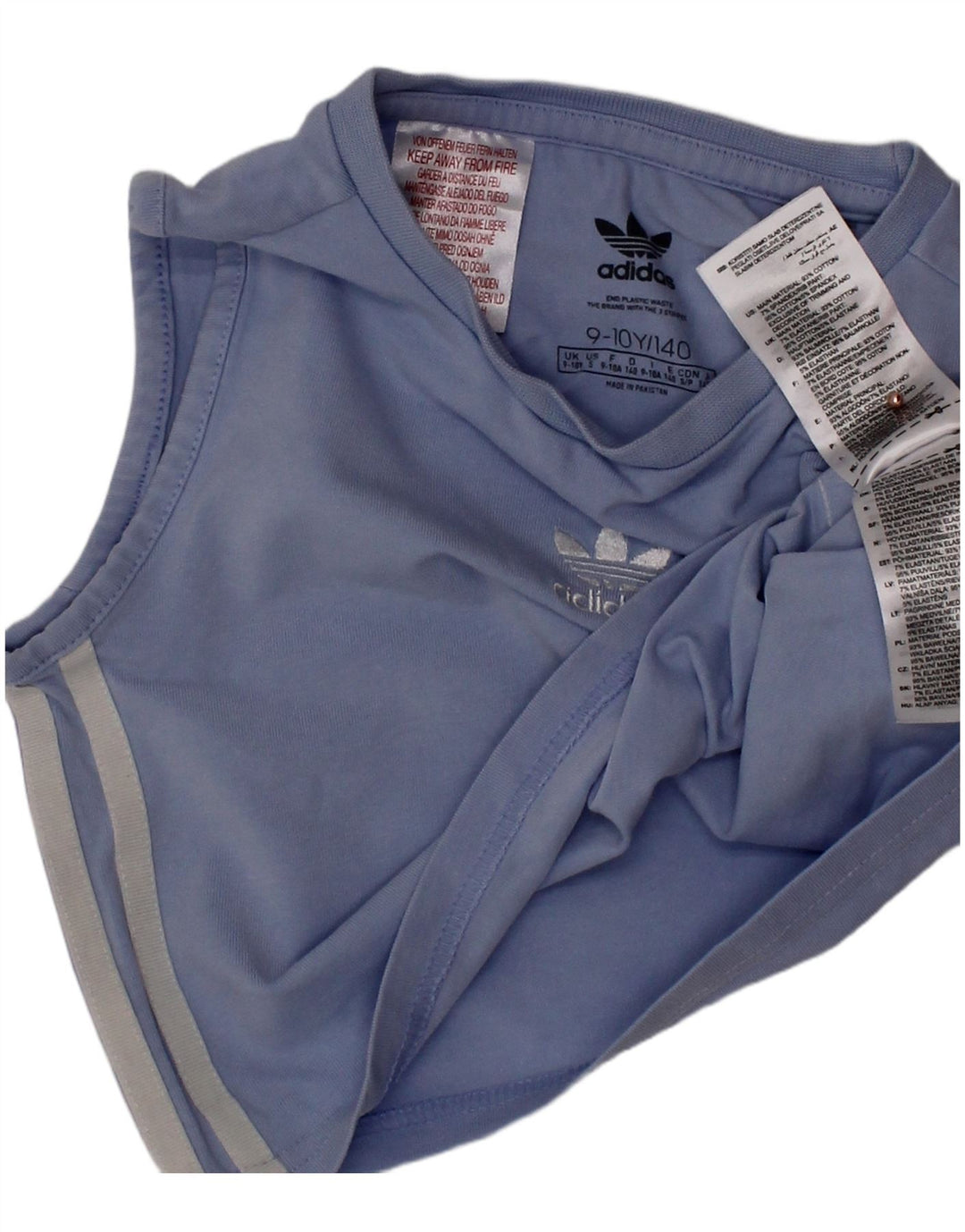 ADIDAS Girls Crop Vest Top 9-10 År Blå Bomuld