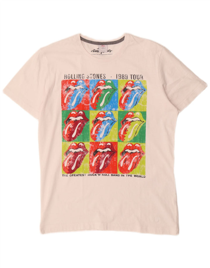 S.Oliver Herre Rolling Stones Grafisk T-Shirt Top Stor Hvid