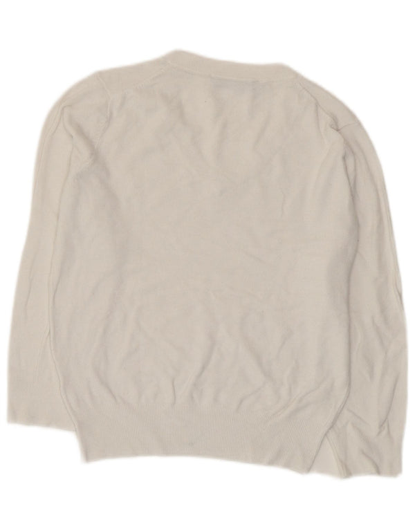 Zara Dame 3/4 ærmet Crop V-hals sweater UK 10 Small White