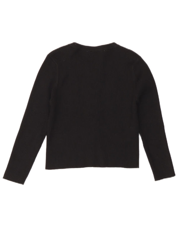 Zara Dame Langærmet Cardigan Top UK 12 Medium Sort