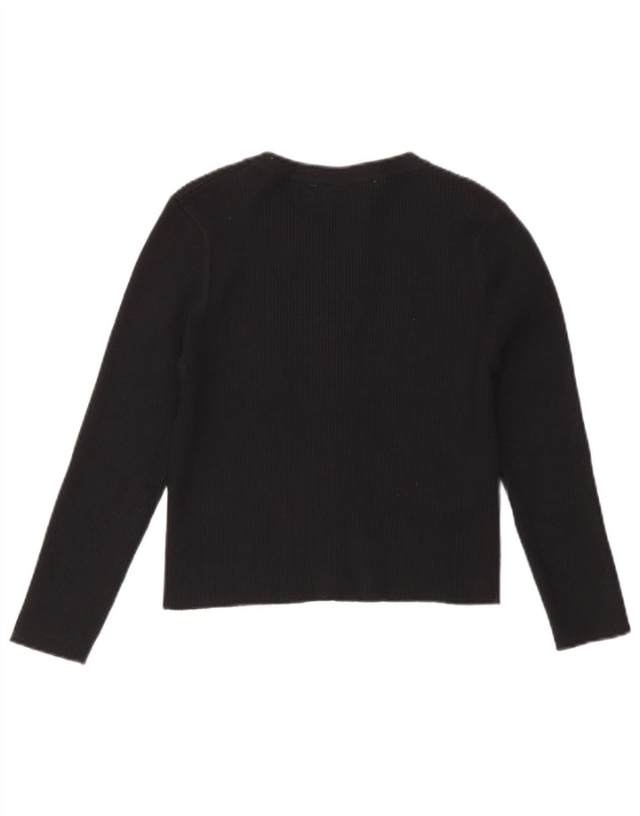 Zara Dame Langærmet Cardigan Top UK 12 Medium Sort