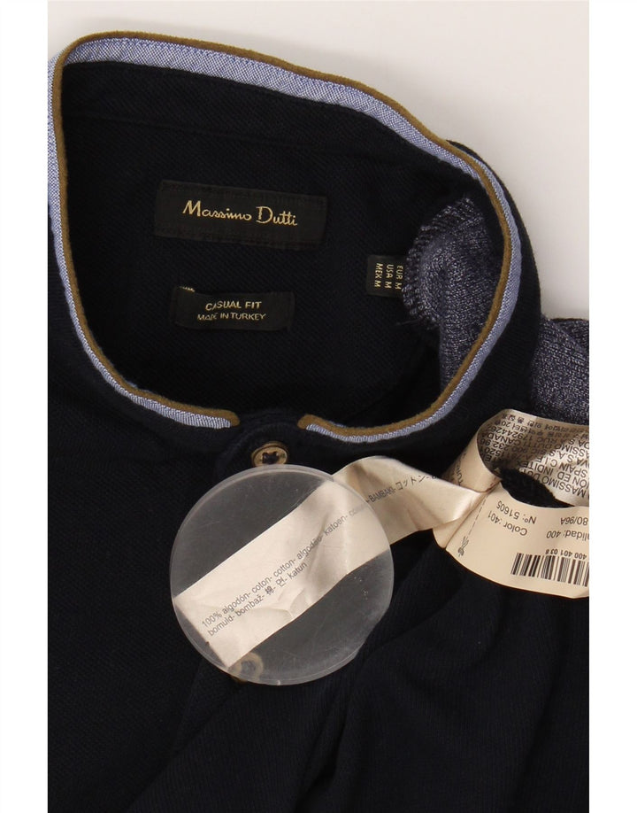 MASSIMO DUTTI Mens Casual Fit Polo Shirt Medium Navy Blue Colourblock Vintage Massimo Dutti and Second-Hand Massimo Dutti from Messina Hembry 