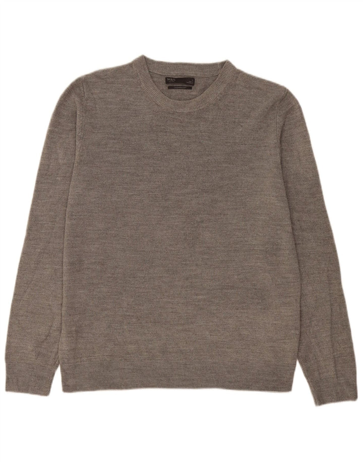 Marks & Spencer Herre Boat Neck Jumper Sweater Stor Grå Flecked Acryl