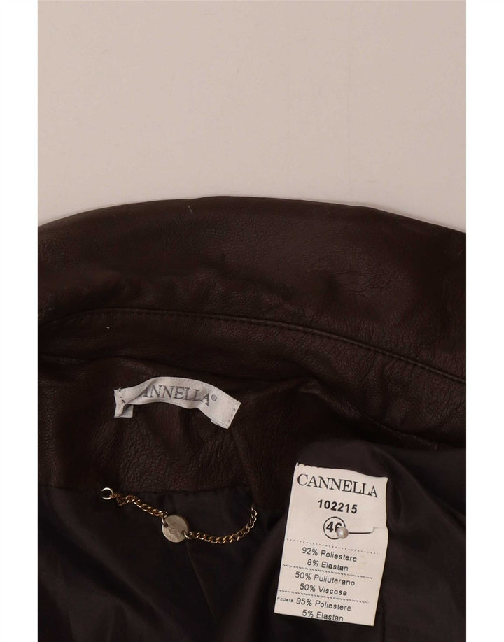 Vintage Dame Blazer Jacket IT 46 Large Brown Colourblock Polyester