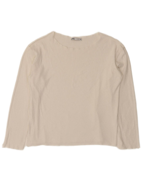 Zara Womens Crop Oversized Top Langærmet UK 10 Small White