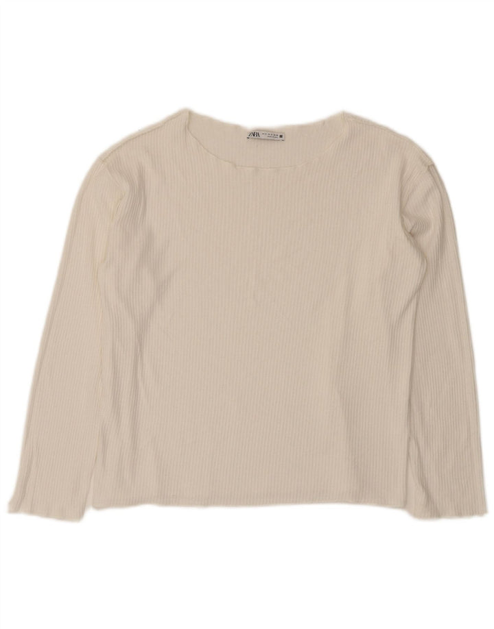 Zara Womens Crop Oversized Top Langærmet UK 10 Small White