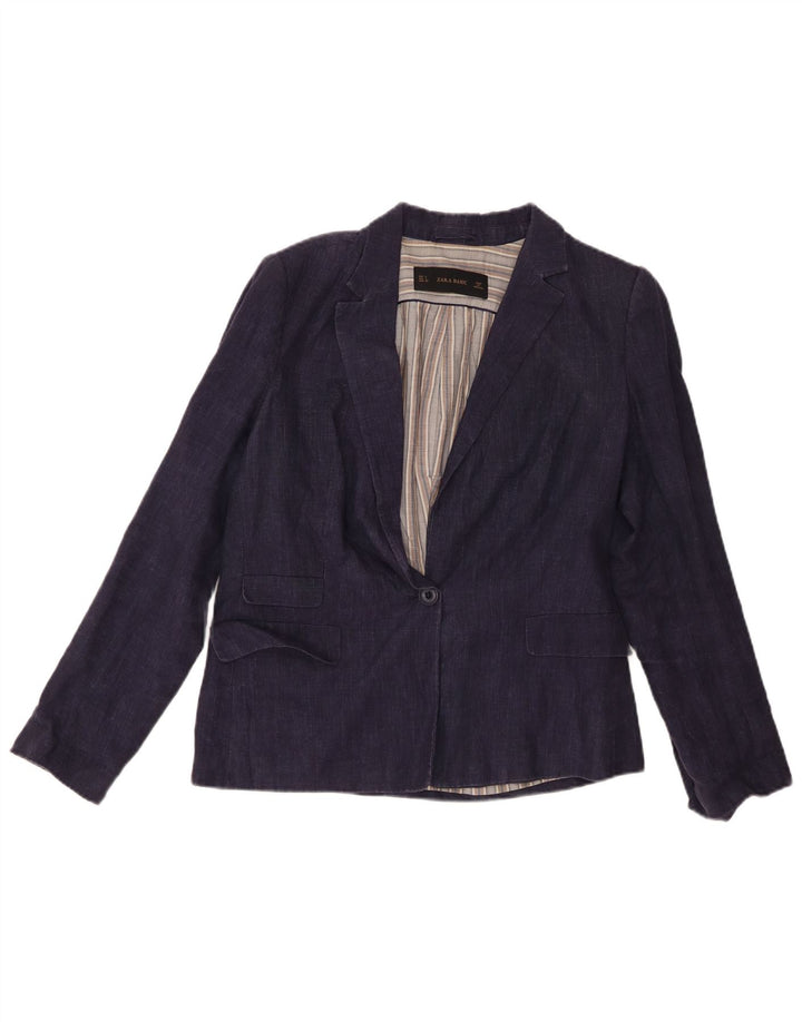 Zara Dame 1 Knap Blazer Jacket UK 16 Large Navy Blue