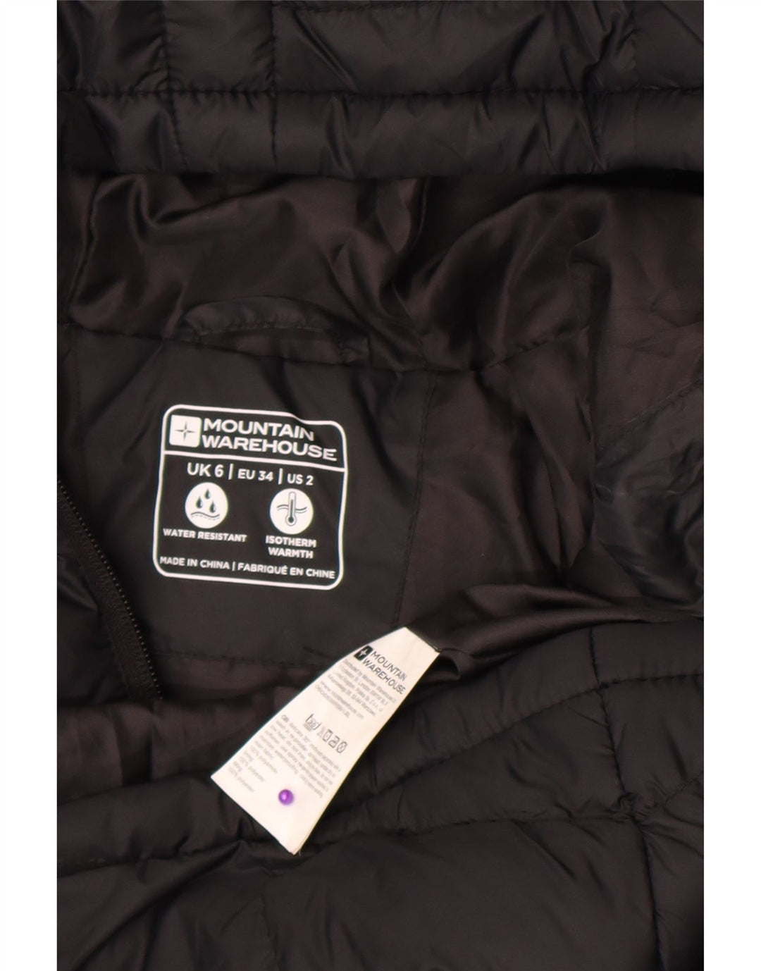 Mountain Warehouse Dame hættepolstret jakke UK 6 XS Sort Polyester
