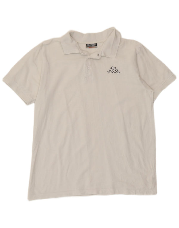 Kappa Mens Polo Shirt Medium White Cotton