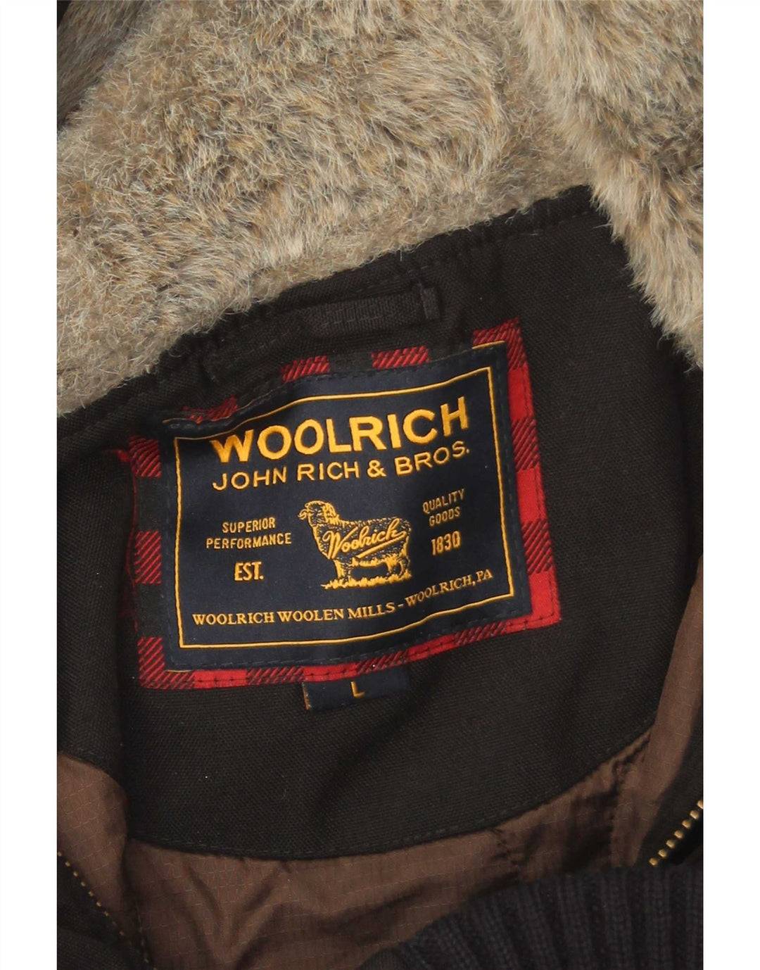 Woolrich Herre hættepolstret bomberjakke UK 40 Stor sort polyamid