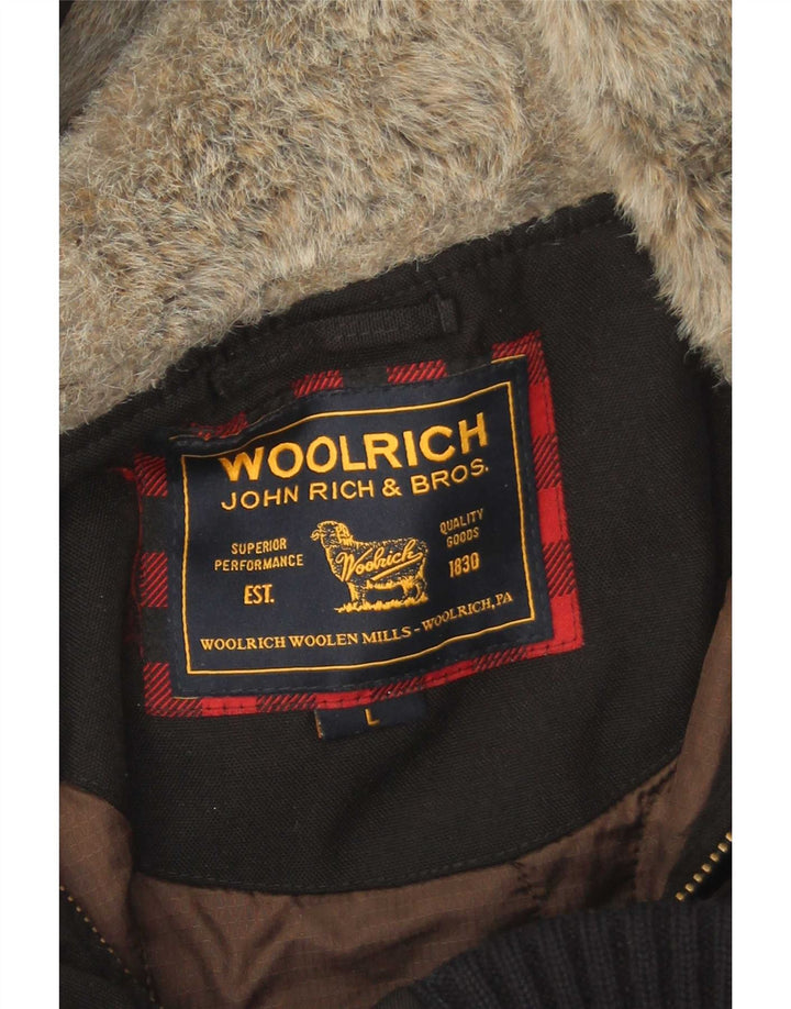 Woolrich Herre hættepolstret bomberjakke UK 40 Stor sort polyamid