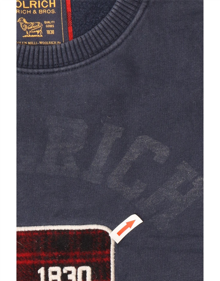Woolrich Herre Grafisk Sweatshirt Jumper Stor Marineblå Bomuld