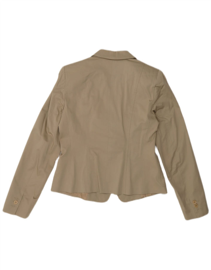 Max Mara Dame 1-knaps blazerjakke UK 12 Medium Beige Bomuld