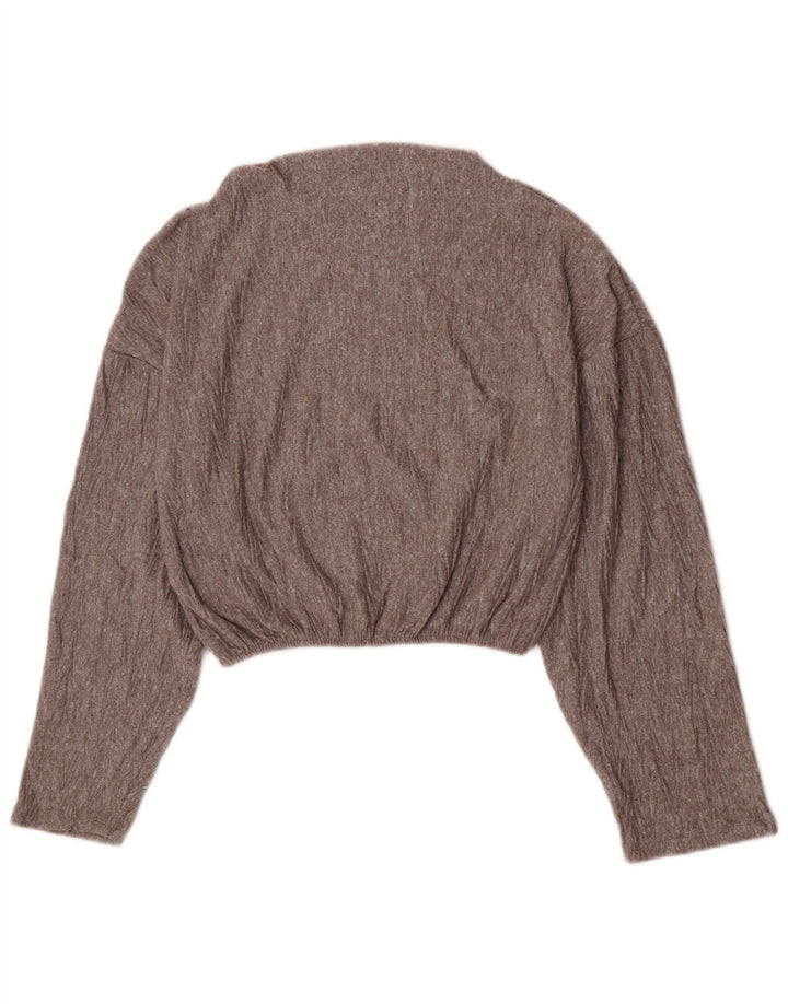 Zara Womens Crop Boat Neck Jumper Sweater UK 10 Small Grey Polyester