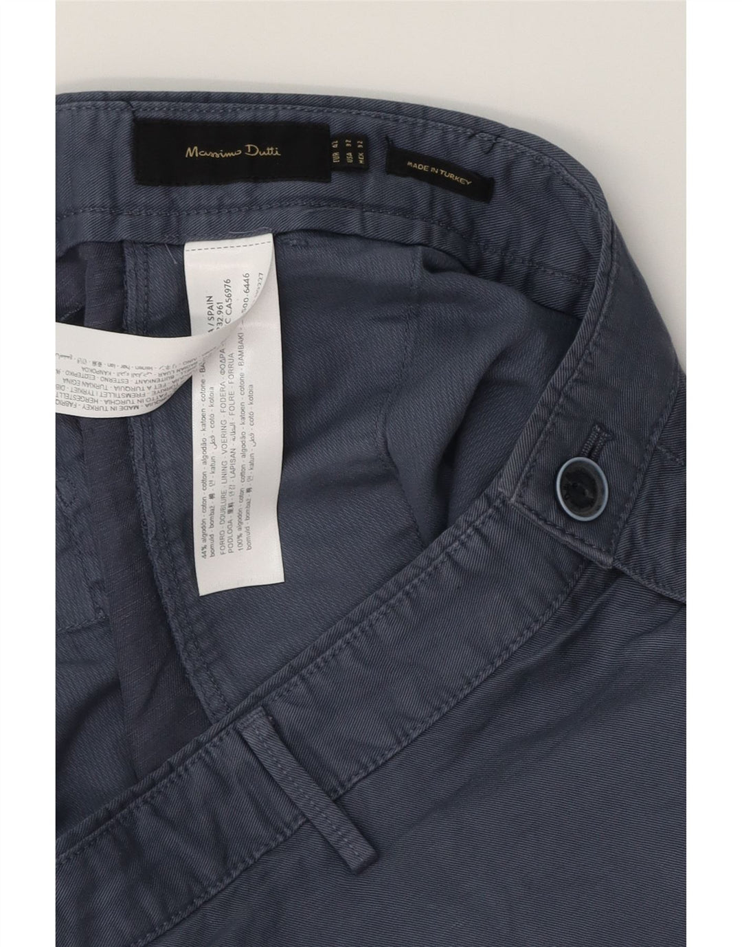 MASSIMO DUTTI Herre Chino Shorts EU 42 Large W32 Navy Blue Bomuld
