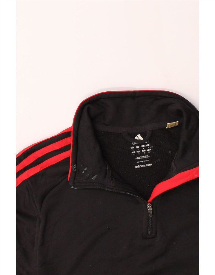 ADIDAS Mens Zip Neck Top Long Sleeve Small Black Polyester Vintage Adidas and Second-Hand Adidas from Messina Hembry 