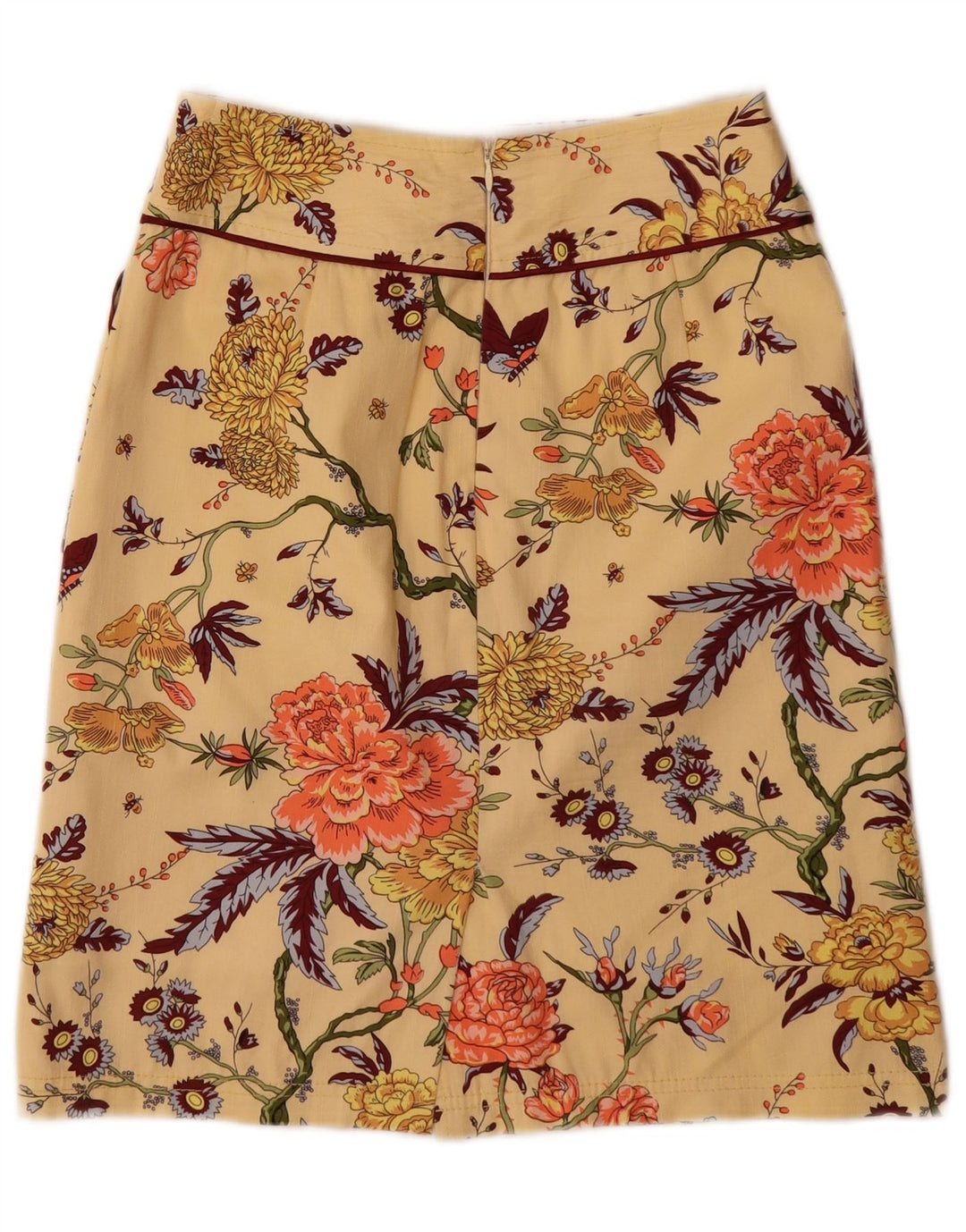 Vintage dame midi nederdel Medium W28 gul blomster