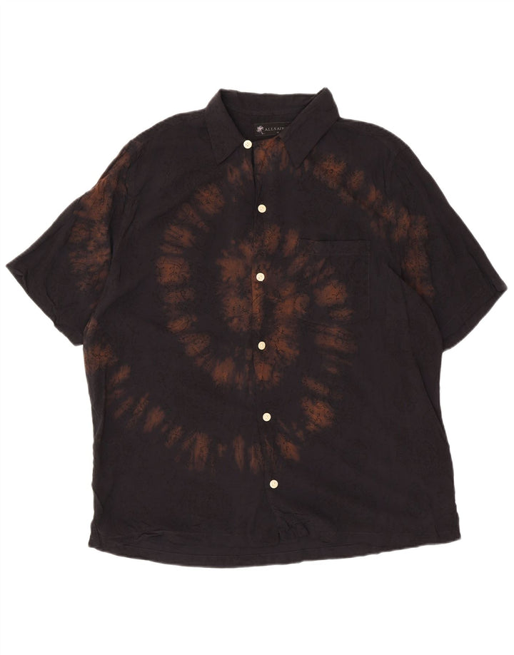ALL SAINTS Herre Relaxed Fit kortærmet skjorte Medium Black Tie Dye