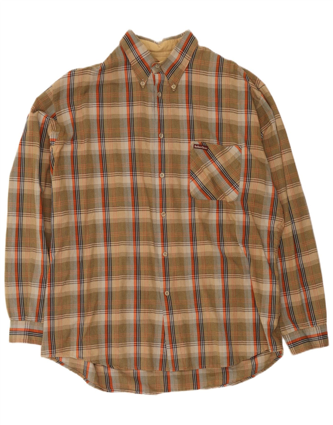 Marlboro Classics Flannelskjorte til mænd 2XL brun ternet bomuld