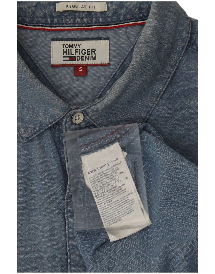 Tommy Hilfiger Herre Regular Fit skjorte Lille blå geometrisk bomuld