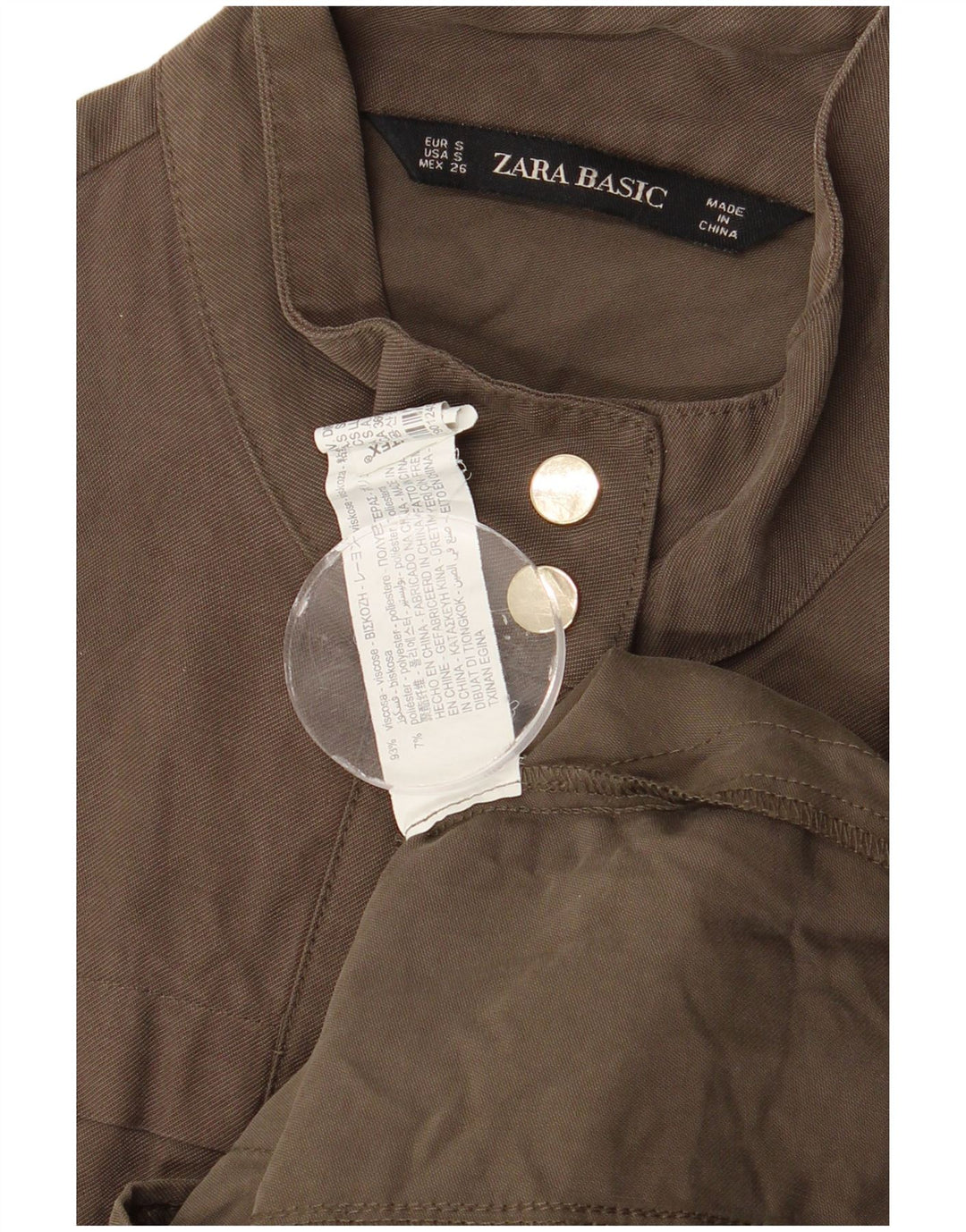 Zara Womens Utility Jacket UK 10 Small Khaki Viscose