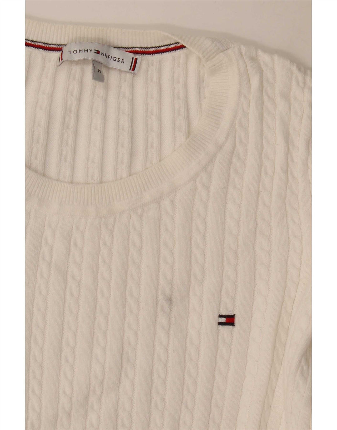 Tommy Hilfiger dame sweater med rund hals DK 14 Medium hvid bomuld