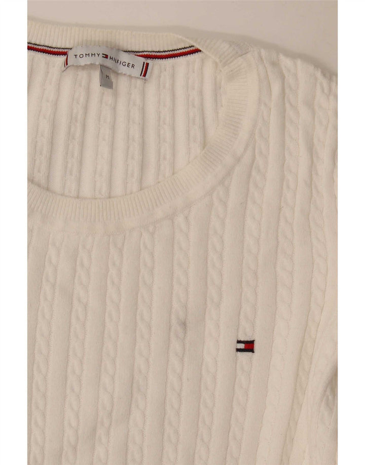 Tommy Hilfiger dame sweater med rund hals DK 14 Medium hvid bomuld