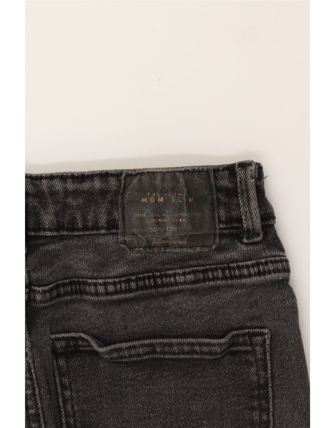 VINTAGE Womens Mom High Rise Slim Jeans W24 L27 Grey Vintage Vintage and Second-Hand Vintage from Messina Hembry 