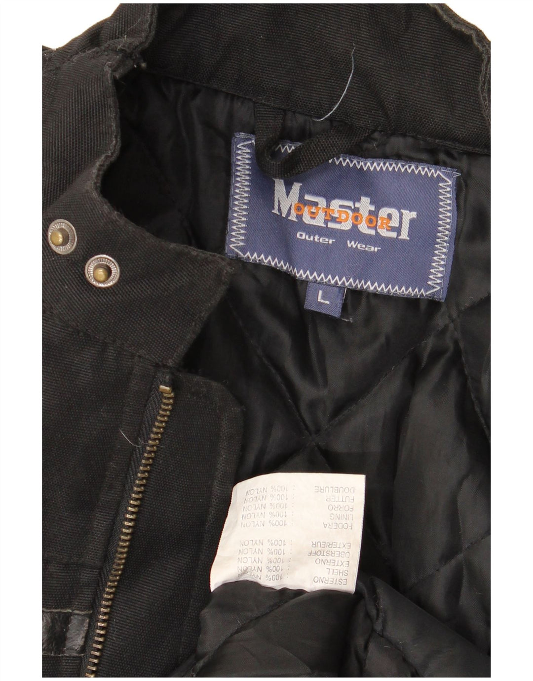 Master Herre Grafisk Biker Jacket UK 40 Stor Sort Nylon