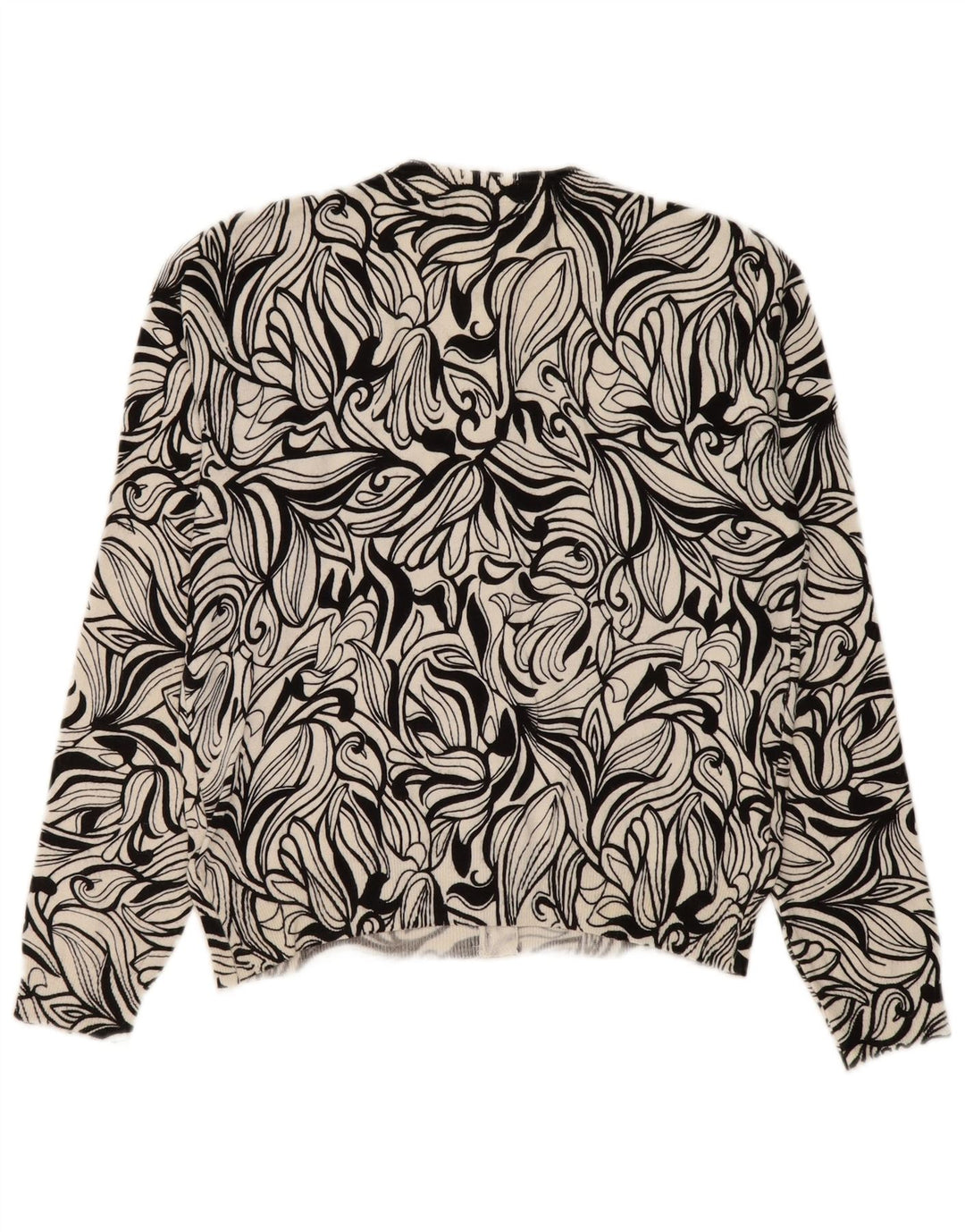Marks & Spencer Dame Cardigan Sweater UK 12 Medium Black Floral Viscose
