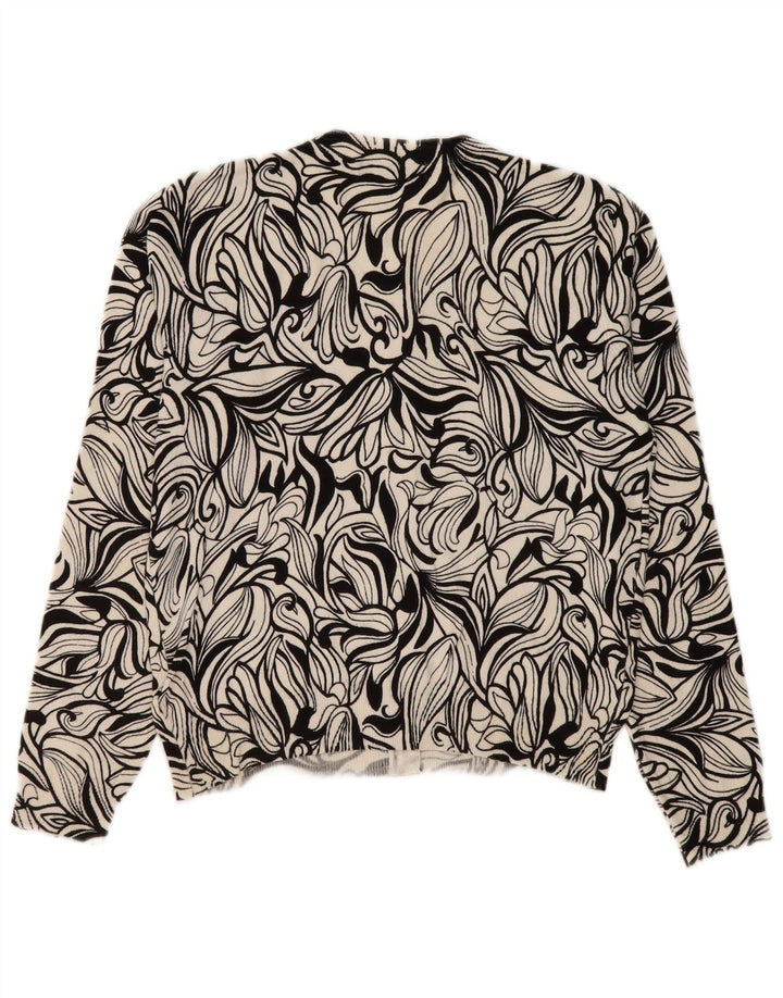 Marks & Spencer Dame Cardigan Sweater UK 12 Medium Black Floral Viscose