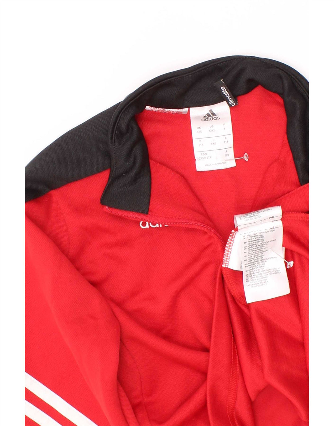Adidas Drenge Pullover med lynlås-hals-træningsdragt Top 5-6 år XS Rød Colourblock