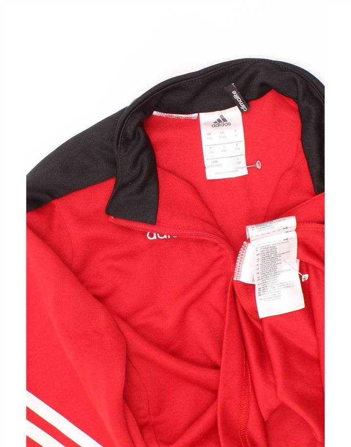 Adidas Drenge Pullover med lynlås-hals-træningsdragt Top 5-6 år XS Rød Colourblock