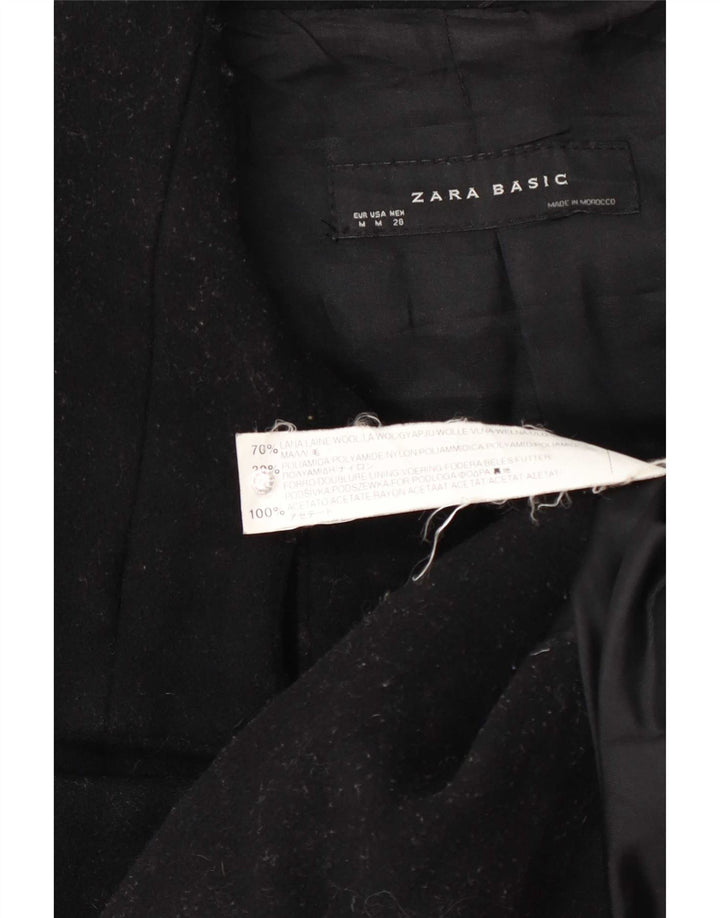 Zara Womens Pea Coat UK 12 Medium Black Wool