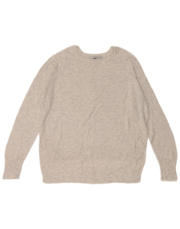 Zara Dame Boat Neck Jumper Sweater UK 14 Medium Grey