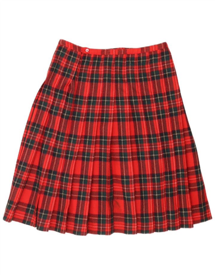 Vintage plisseret nederdel til kvinder W32 Stor rød plaid