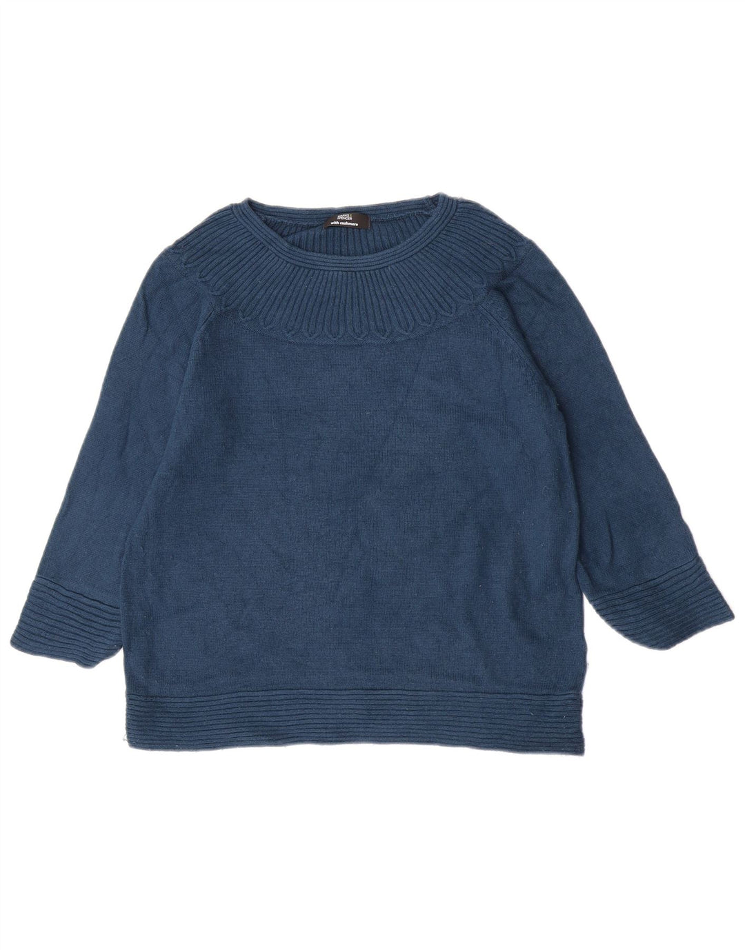 Marks & Spencer Dame Boat Neck Jumper Sweater UK 14 Medium Blue