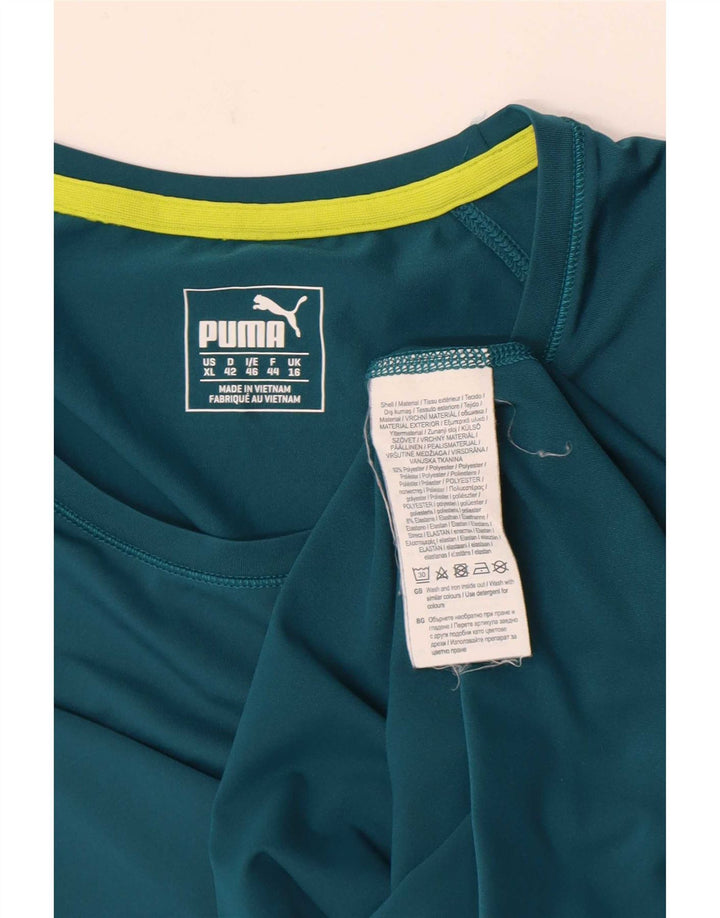 Puma Dame T-Shirt Top UK 16 Stor Grøn Polyester