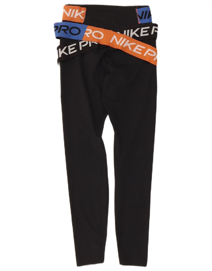 NIKE Dri Fit grafiske leggings til kvinder UK 4 XS sort polyester