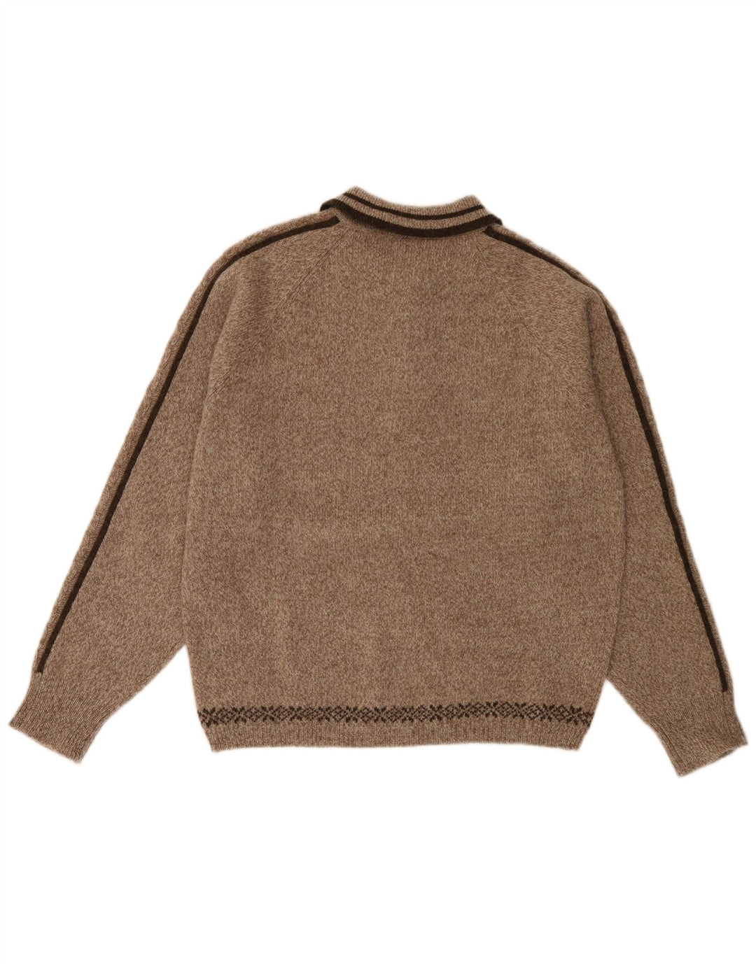 HAMMERSCHMID Herre grafisk polo-hals sweater Medium Brun Flecked