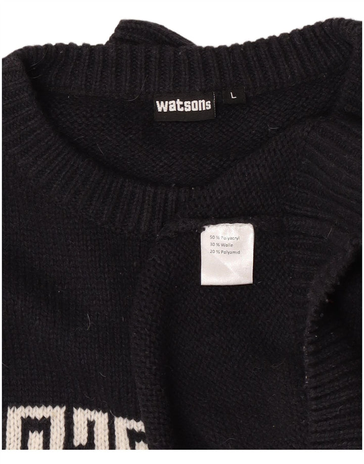 Watsons herre sweater med rund hals, stor sort Fair Isle polyakryl