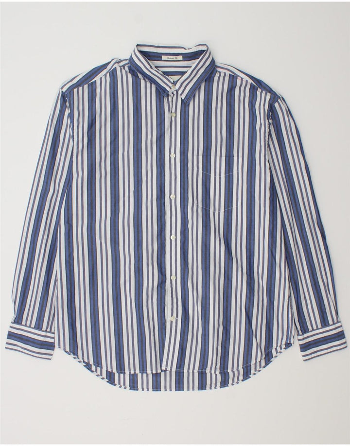 Gant Herre Relaxed Fit Skjorte Størrelse 39/40 Mellem blå stribet bomuld