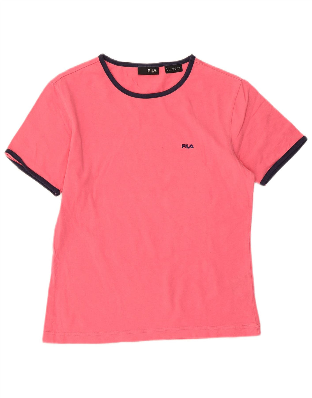 FILA Dame T-Shirt Top UK 12 Medium Pink Bomuld