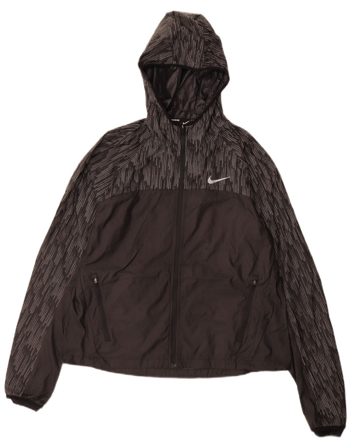 Nike Dame Løbetræningsdragt Topjakke UK 14 Medium Sort Geometrisk