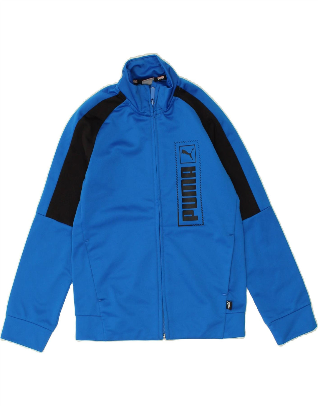 PUMA Boys Graphic Tracksuit Top Jacket 9-10 Years Blue Colourblock | Vintage Puma | Thrift | Second-Hand Puma | Used Clothing | Messina Hembry 