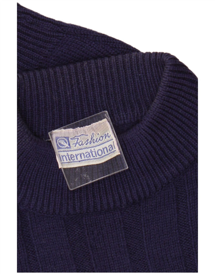 Vintage herre sweater med rund hals EU 52 Stor lilla uld
