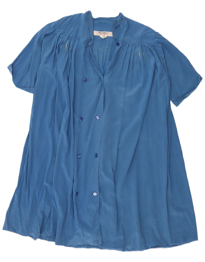 MAX MARA Kvinders Oversized Kortærmet Skjortekjole UK 12 Medium Blue