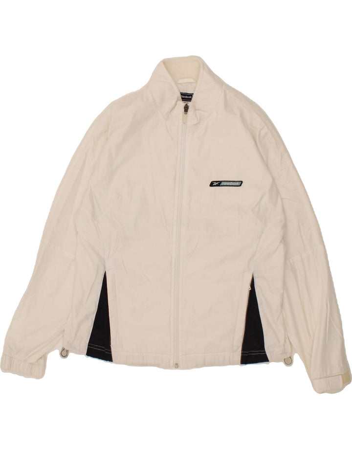 REEBOK Womens Tracksuit Top Jacket UK 14 Large White Polyester Vintage Reebok and Second-Hand Reebok from Messina Hembry 