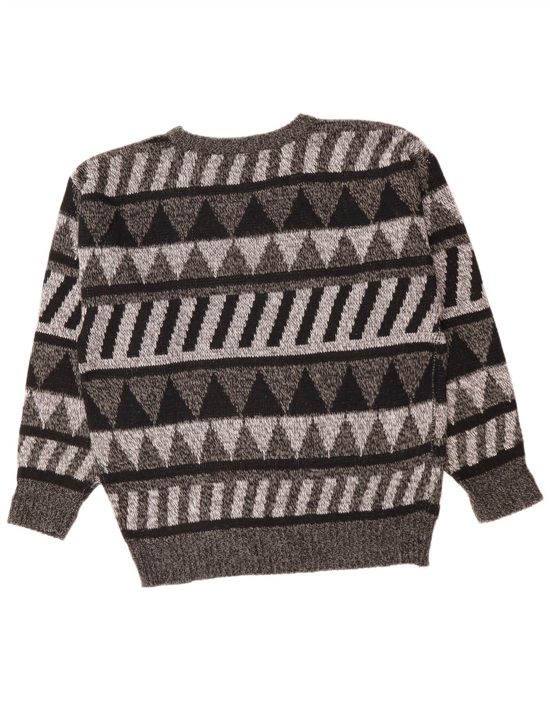Vintage Herre Crew Neck Jumper Sweater IT 52 Stor Grå Geometrisk