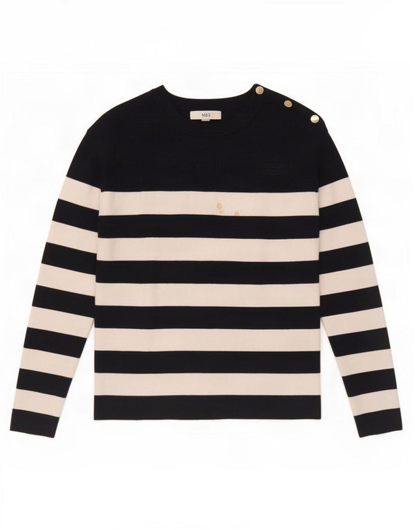 Marks & Spencer Dame Boat Neck Jumper Sweater UK 10 Small Navy Blue